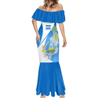Nicaragua Independence Day Mermaid Dress Nicaraguan Coat of Arms With Sacuanjoche Flowers - Wonder Print Shop