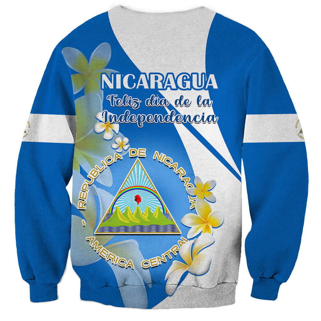 Nicaragua Independence Day Sweatshirt Nicaraguan Coat of Arms With Sacuanjoche Flowers - Wonder Print Shop