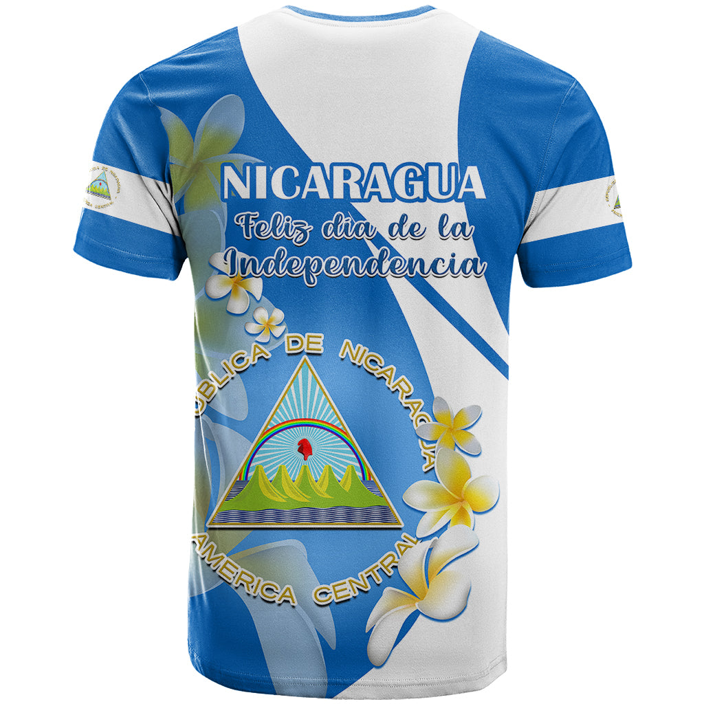 Nicaragua Independence Day T Shirt Nicaraguan Coat of Arms With Sacuanjoche Flowers - Wonder Print Shop