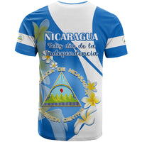 Nicaragua Independence Day T Shirt Nicaraguan Coat of Arms With Sacuanjoche Flowers - Wonder Print Shop