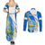 Custom Nicaragua Independence Day Couples Matching Summer Maxi Dress and Long Sleeve Button Shirts Nicaraguan Coat of Arms With Sacuanjoche Flowers - Wonder Print Shop
