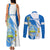 Custom Nicaragua Independence Day Couples Matching Tank Maxi Dress and Long Sleeve Button Shirts Nicaraguan Coat of Arms With Sacuanjoche Flowers - Wonder Print Shop