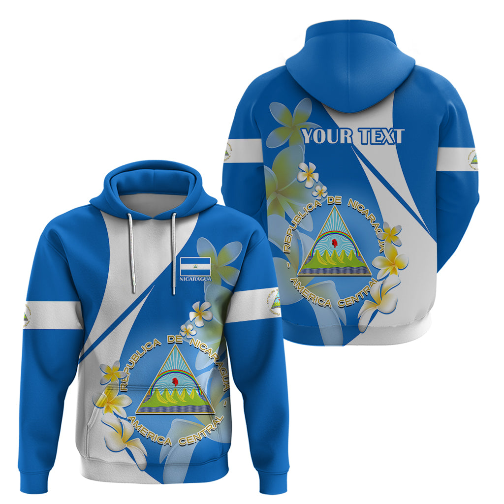 Custom Nicaragua Independence Day Hoodie Nicaraguan Coat of Arms With Sacuanjoche Flowers - Wonder Print Shop