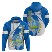 Custom Nicaragua Independence Day Hoodie Nicaraguan Coat of Arms With Sacuanjoche Flowers - Wonder Print Shop
