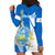 Custom Nicaragua Independence Day Hoodie Dress Nicaraguan Coat of Arms With Sacuanjoche Flowers - Wonder Print Shop