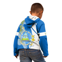 Custom Nicaragua Independence Day Kid Hoodie Nicaraguan Coat of Arms With Sacuanjoche Flowers - Wonder Print Shop