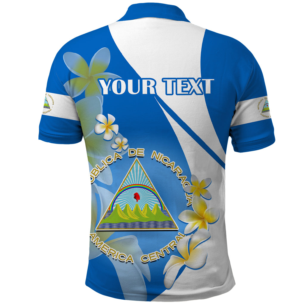 Custom Nicaragua Independence Day Polo Shirt Nicaraguan Coat of Arms With Sacuanjoche Flowers - Wonder Print Shop