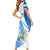 Custom Nicaragua Independence Day Short Sleeve Bodycon Dress Nicaraguan Coat of Arms With Sacuanjoche Flowers - Wonder Print Shop