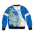 Custom Nicaragua Independence Day Sleeve Zip Bomber Jacket Nicaraguan Coat of Arms With Sacuanjoche Flowers - Wonder Print Shop