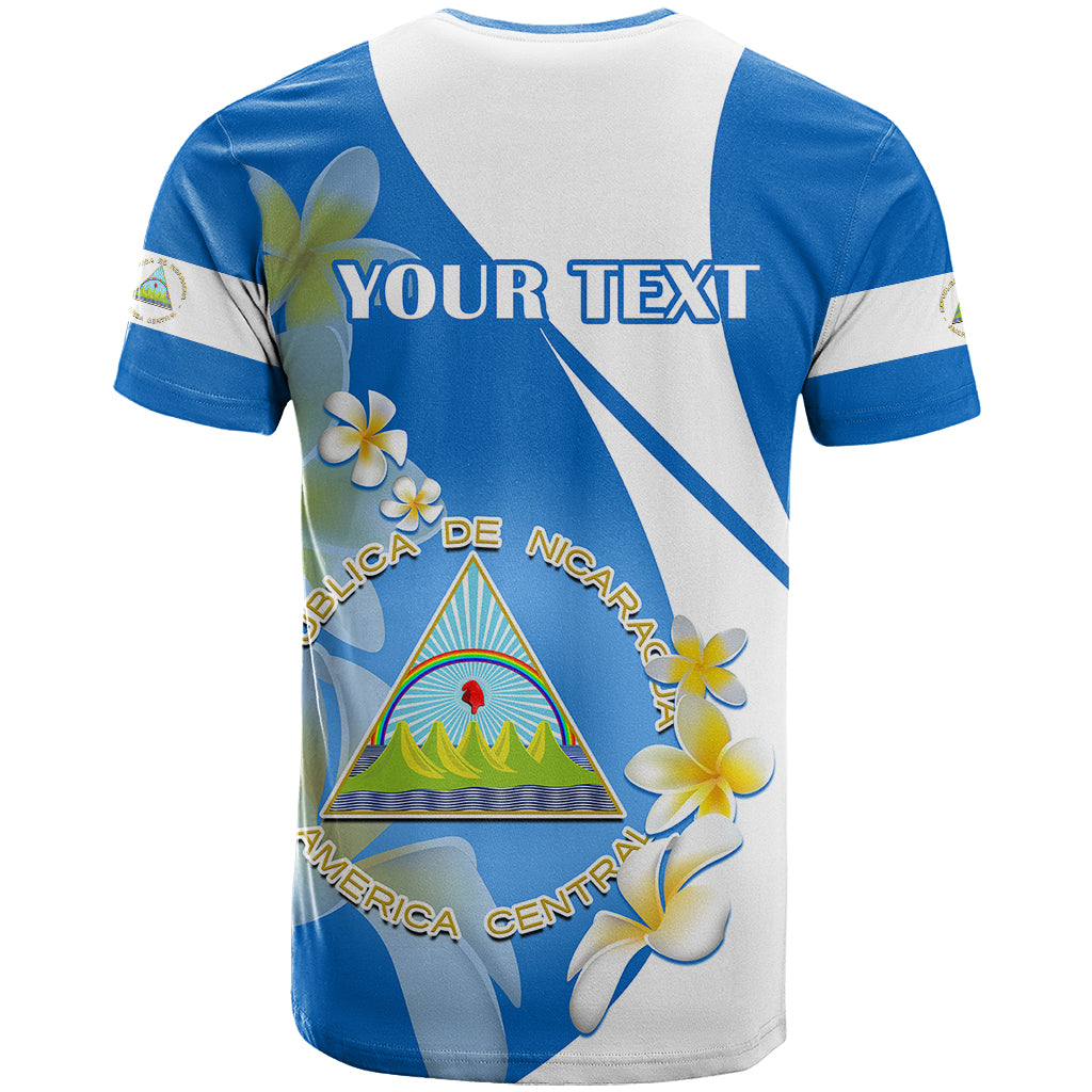 Custom Nicaragua Independence Day T Shirt Nicaraguan Coat of Arms With Sacuanjoche Flowers - Wonder Print Shop