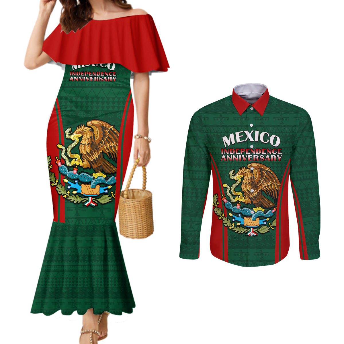 mexico-independence-day-couples-matching-mermaid-dress-and-long-sleeve-button-shirts-happy-213th-anniversary-mexican-proud