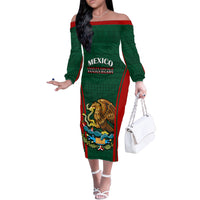 Mexico Independence Day Off The Shoulder Long Sleeve Dress Happy 213th Anniversary Mexican Proud - Wonder Print Shop