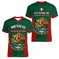 Mexico Independence Day Women V Neck T Shirt Happy 213th Anniversary Mexican Proud - Wonder Print Shop