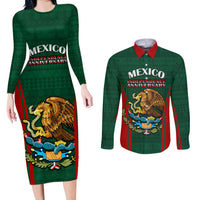 Custom Mexico Independence Day Couples Matching Long Sleeve Bodycon Dress and Long Sleeve Button Shirts Happy 213th Anniversary Mexican Proud - Wonder Print Shop