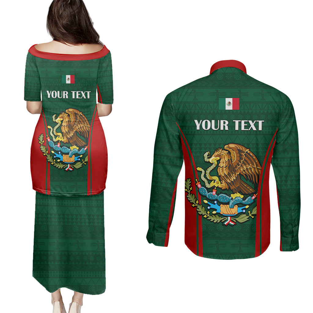 Custom Mexico Independence Day Couples Matching Puletasi Dress and Long Sleeve Button Shirts Happy 213th Anniversary Mexican Proud - Wonder Print Shop