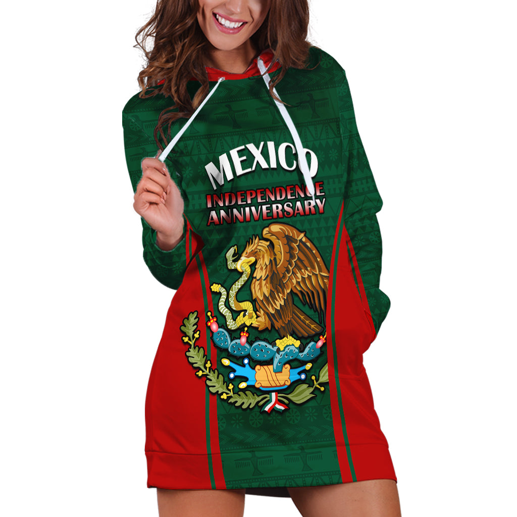 Custom Mexico Independence Day Hoodie Dress Happy 213th Anniversary Mexican Proud - Wonder Print Shop