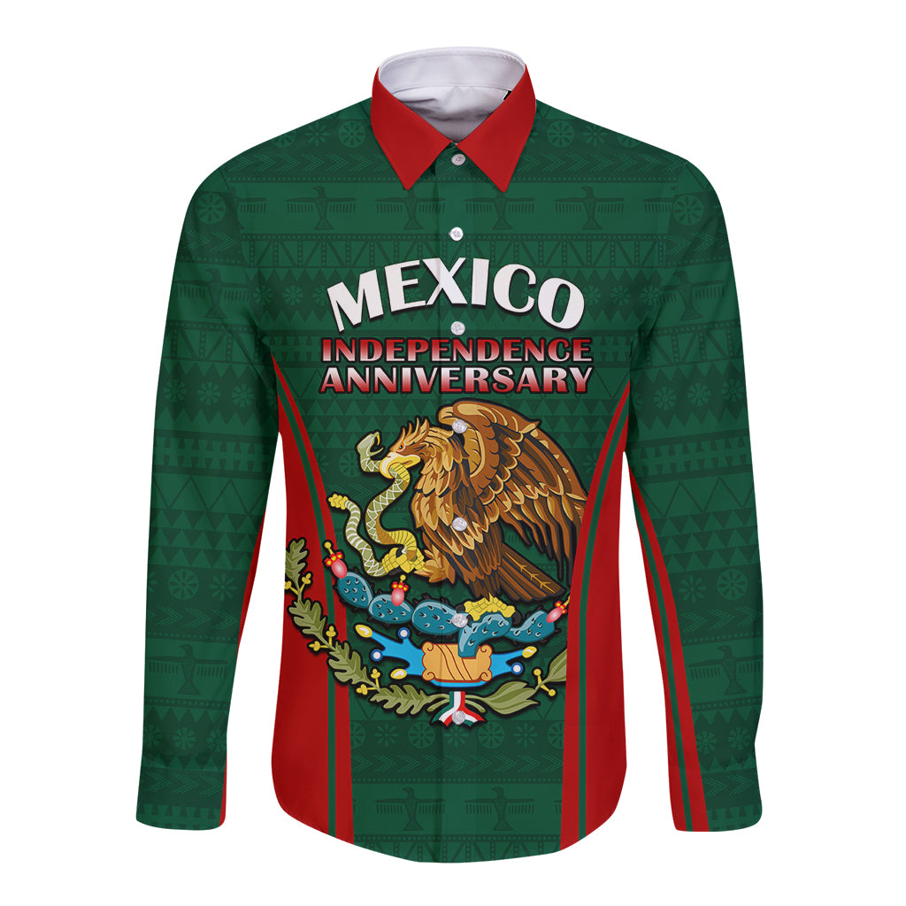 Custom Mexico Independence Day Long Sleeve Button Shirt Happy 213th Anniversary Mexican Proud - Wonder Print Shop