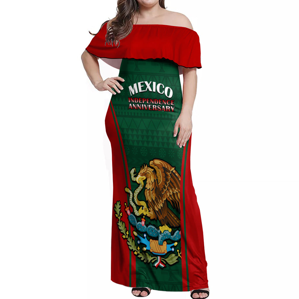 Custom Mexico Independence Day Off Shoulder Maxi Dress Happy 213th Anniversary Mexican Proud - Wonder Print Shop