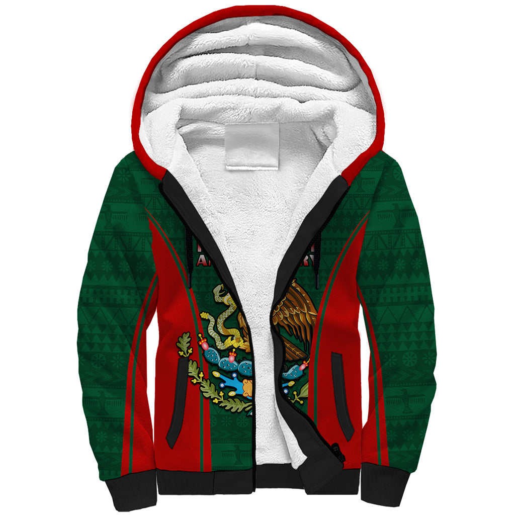 Custom Mexico Independence Day Sherpa Hoodie Happy 213th Anniversary Mexican Proud - Wonder Print Shop