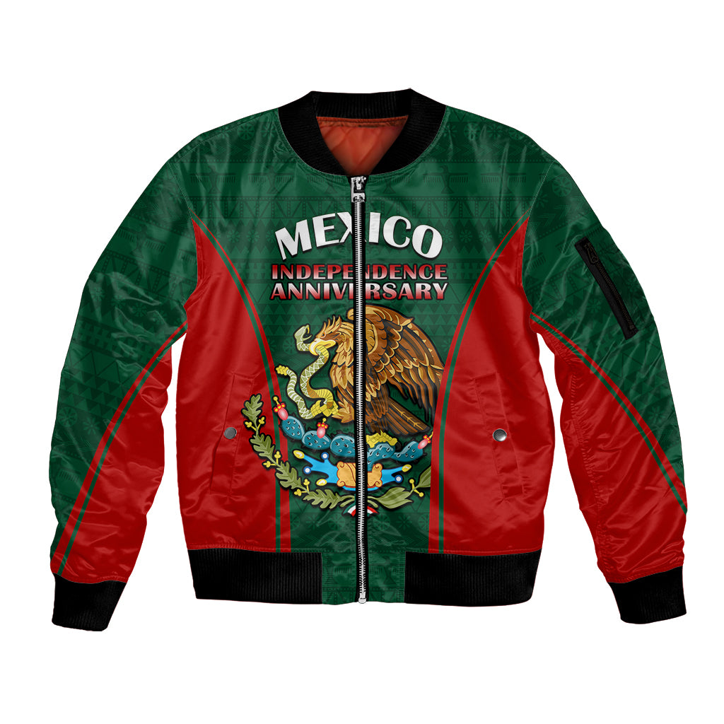 Custom Mexico Independence Day Sleeve Zip Bomber Jacket Happy 213th Anniversary Mexican Proud - Wonder Print Shop
