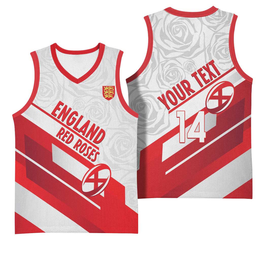 England Rugby Custom Basketball Jersey 2025 Come On Red Roses - Wonder Print Shop