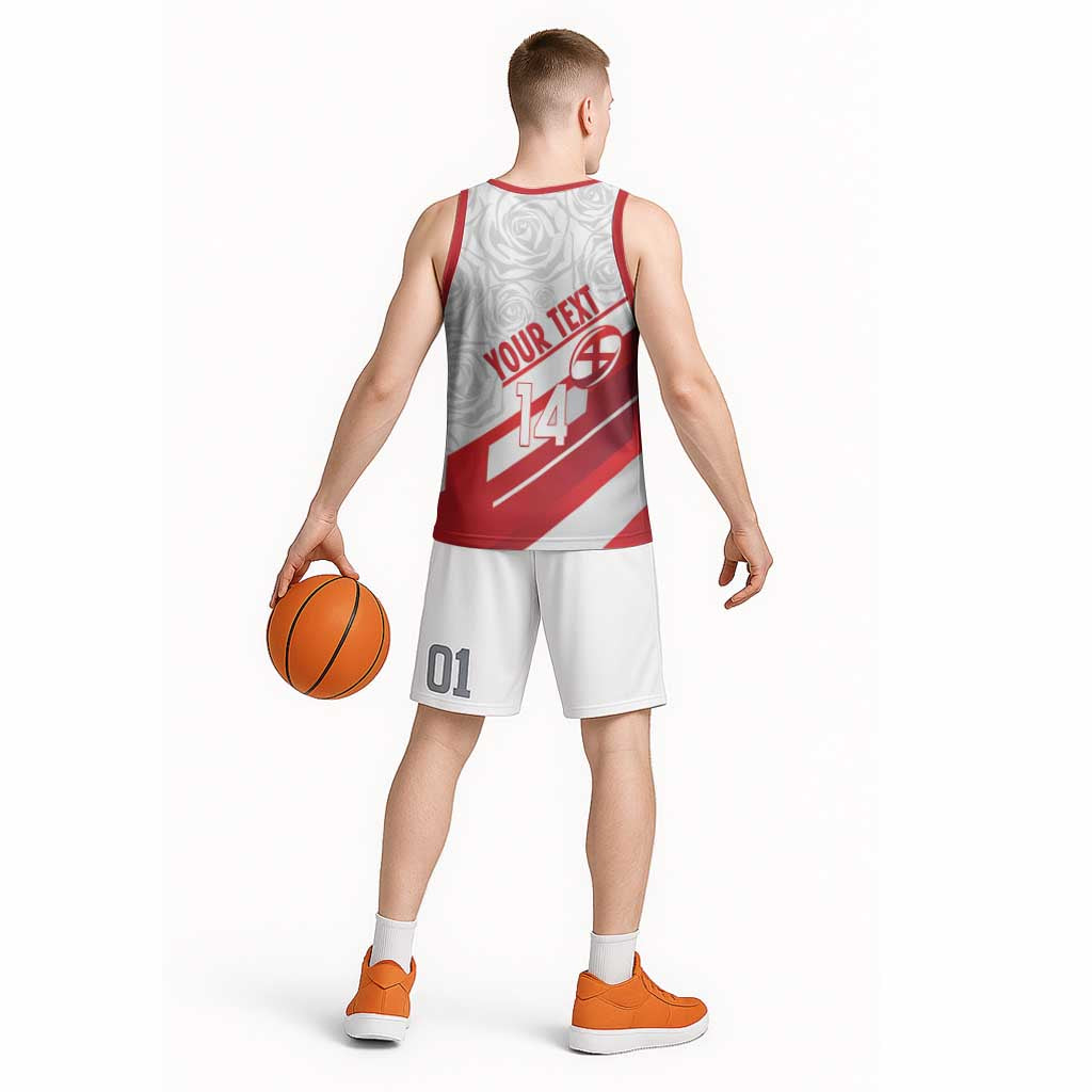 England Rugby Custom Basketball Jersey 2025 Come On Red Roses - Wonder Print Shop