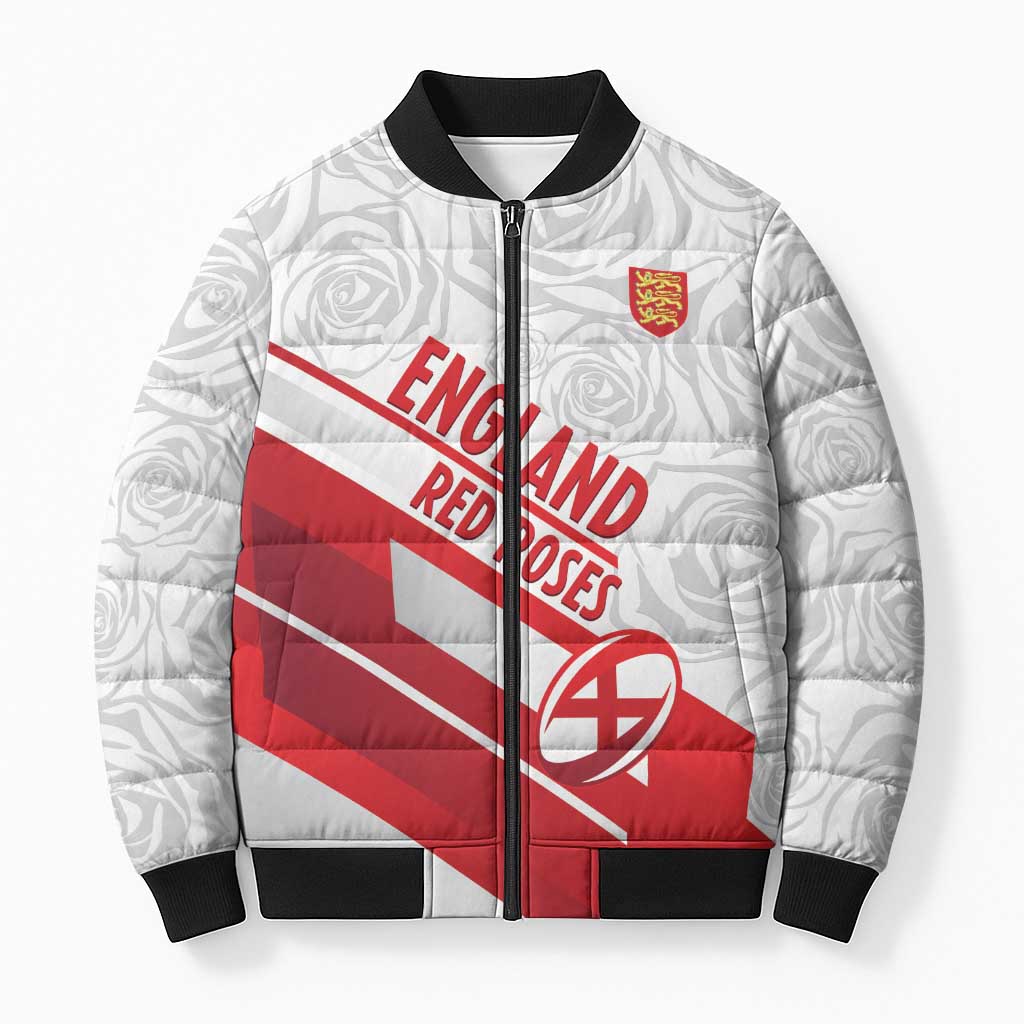 England Rugby Custom Bomber Puffer Jacket 2025 Come On Red Roses - Wonder Print Shop