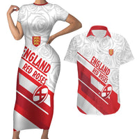 England Rugby Custom Couples Matching Short Sleeve Bodycon Dress and Hawaiian Shirt 2025 Come On Red Roses - Wonder Print Shop