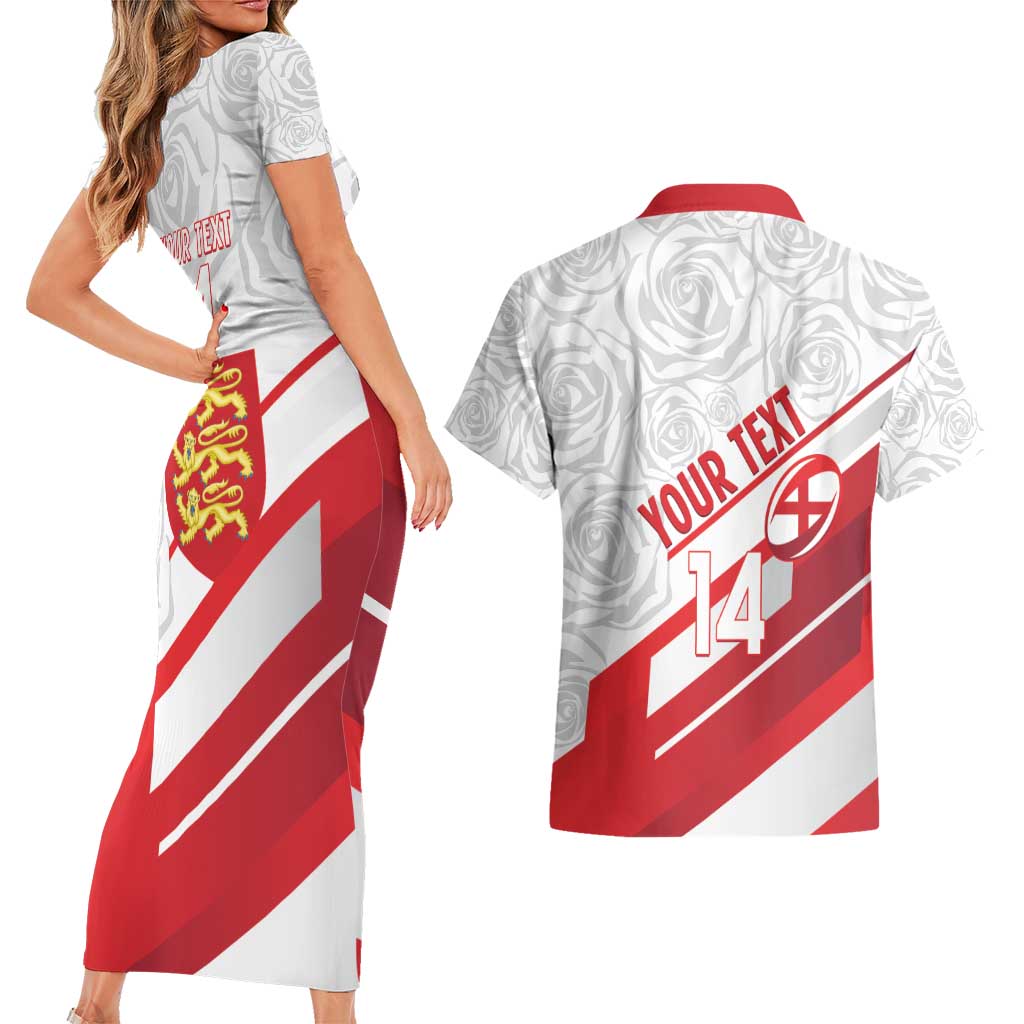 England Rugby Custom Couples Matching Short Sleeve Bodycon Dress and Hawaiian Shirt 2025 Come On Red Roses - Wonder Print Shop
