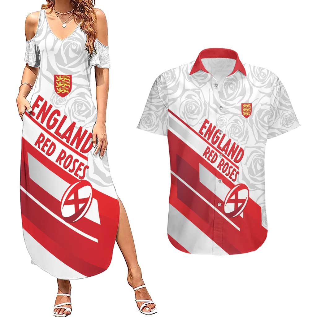 England Rugby Custom Couples Matching Summer Maxi Dress and Hawaiian Shirt 2025 Come On Red Roses - Wonder Print Shop