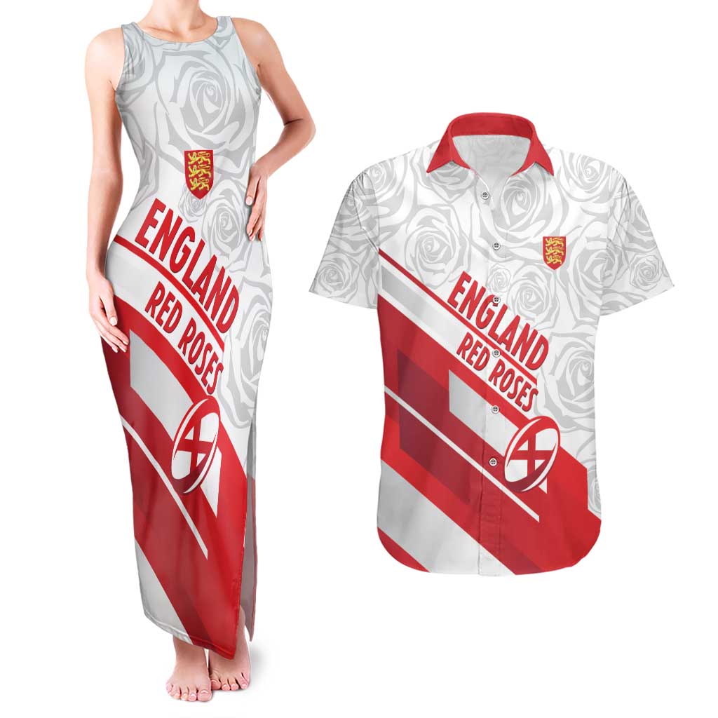 England Rugby Custom Couples Matching Tank Maxi Dress and Hawaiian Shirt 2025 Come On Red Roses - Wonder Print Shop