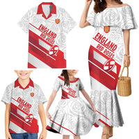 England Rugby Custom Family Matching Mermaid Dress and Hawaiian Shirt 2025 Come On Red Roses - Wonder Print Shop