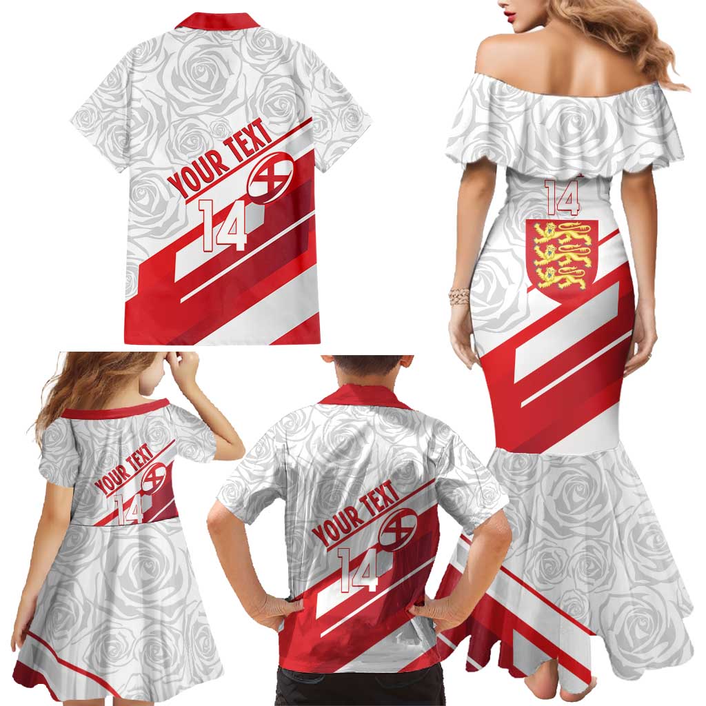 England Rugby Custom Family Matching Mermaid Dress and Hawaiian Shirt 2025 Come On Red Roses - Wonder Print Shop
