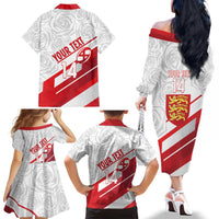 England Rugby Custom Family Matching Off The Shoulder Long Sleeve Dress and Hawaiian Shirt 2025 Come On Red Roses - Wonder Print Shop