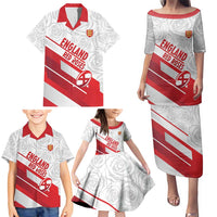 England Rugby Custom Family Matching Puletasi and Hawaiian Shirt 2025 Come On Red Roses - Wonder Print Shop