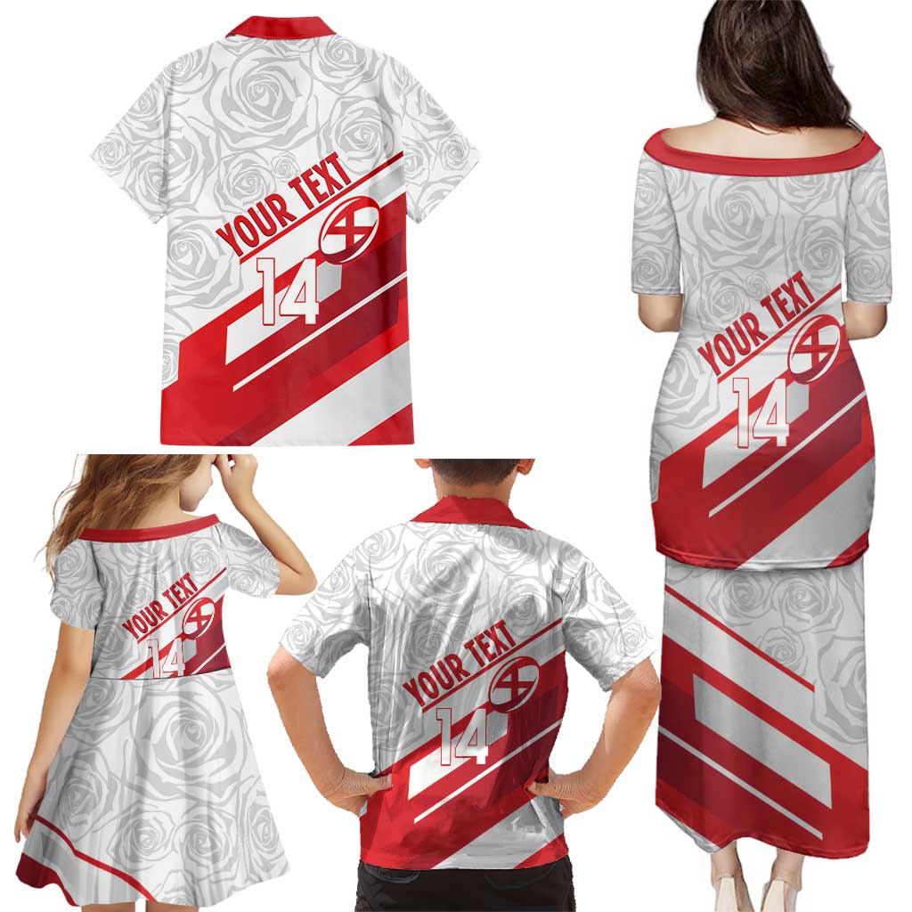 England Rugby Custom Family Matching Puletasi and Hawaiian Shirt 2025 Come On Red Roses - Wonder Print Shop