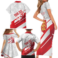 England Rugby Custom Family Matching Short Sleeve Bodycon Dress and Hawaiian Shirt 2025 Come On Red Roses - Wonder Print Shop