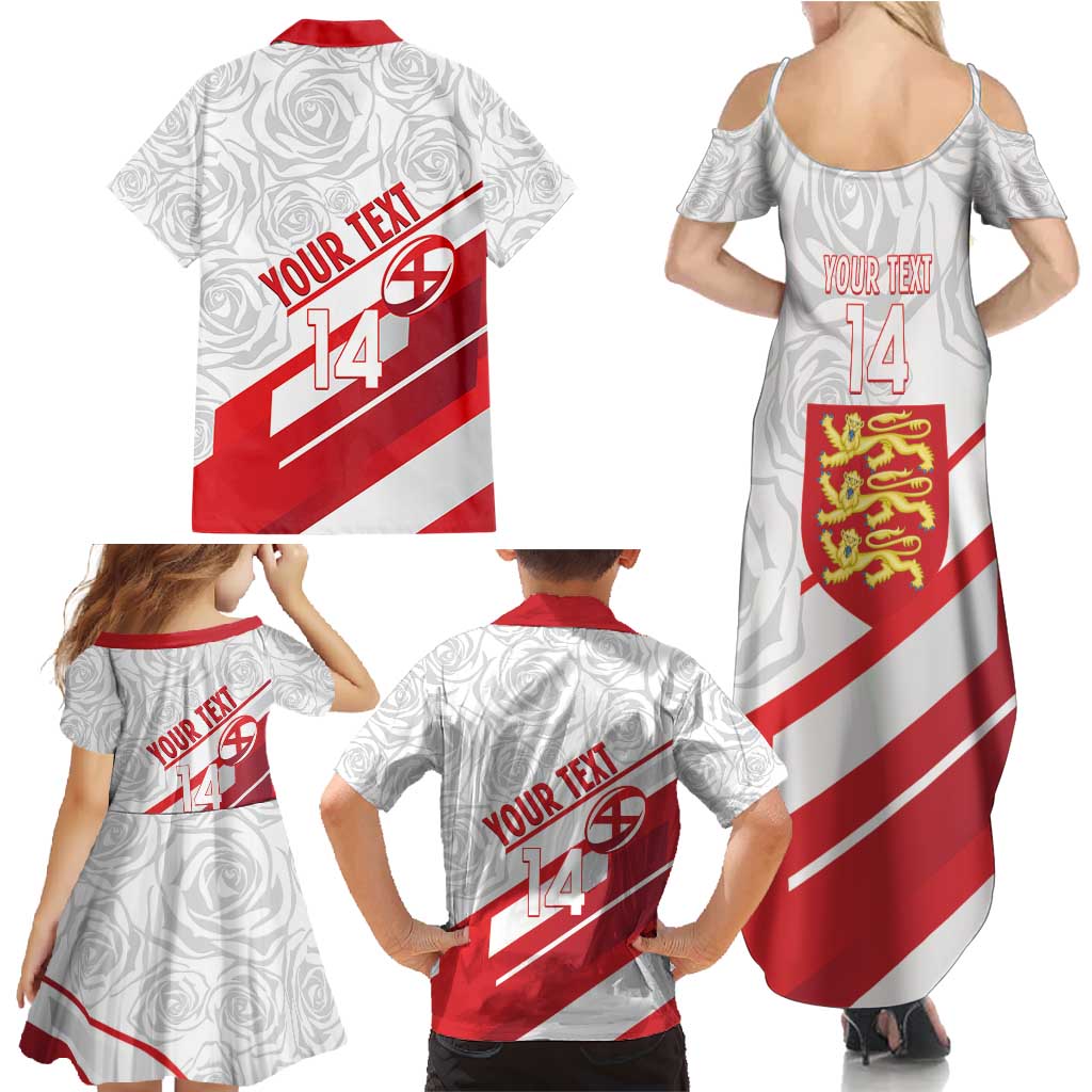 England Rugby Custom Family Matching Summer Maxi Dress and Hawaiian Shirt 2025 Come On Red Roses - Wonder Print Shop
