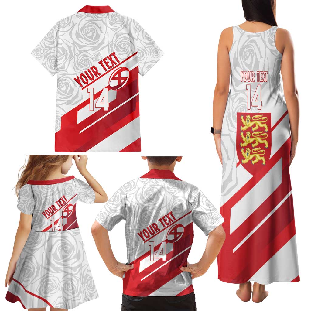England Rugby Custom Family Matching Tank Maxi Dress and Hawaiian Shirt 2025 Come On Red Roses - Wonder Print Shop