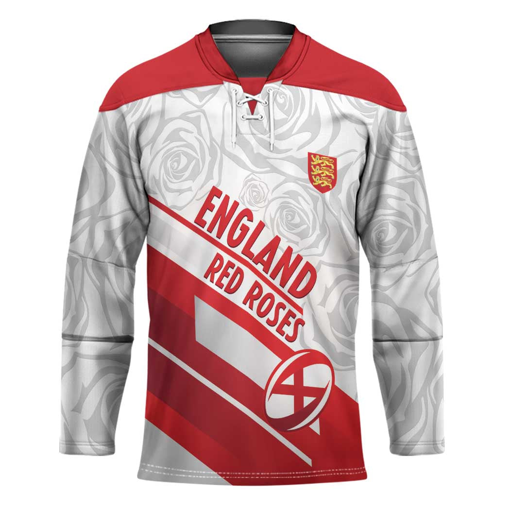 England Rugby Custom Hockey Jersey 2025 Come On Red Roses - Wonder Print Shop