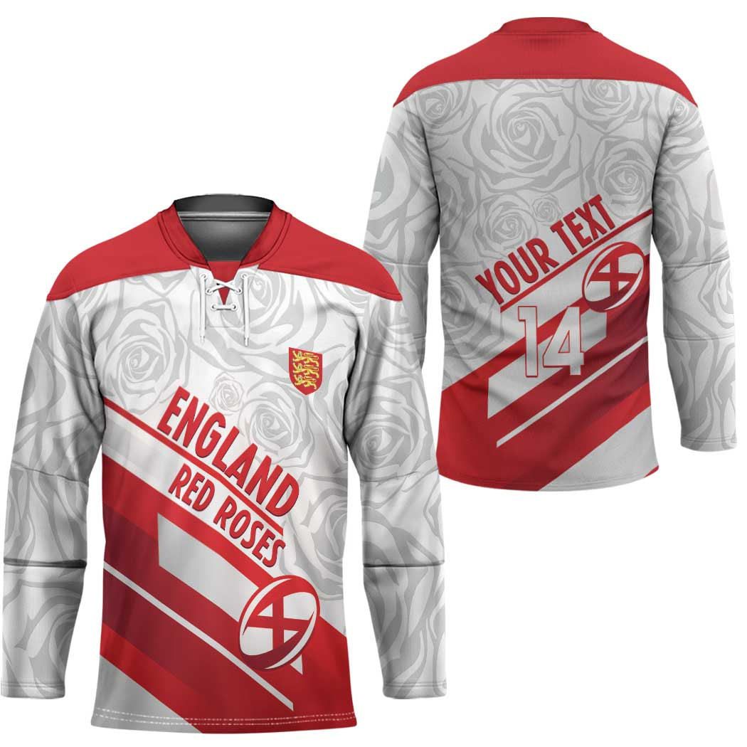 England Rugby Custom Hockey Jersey 2025 Come On Red Roses - Wonder Print Shop