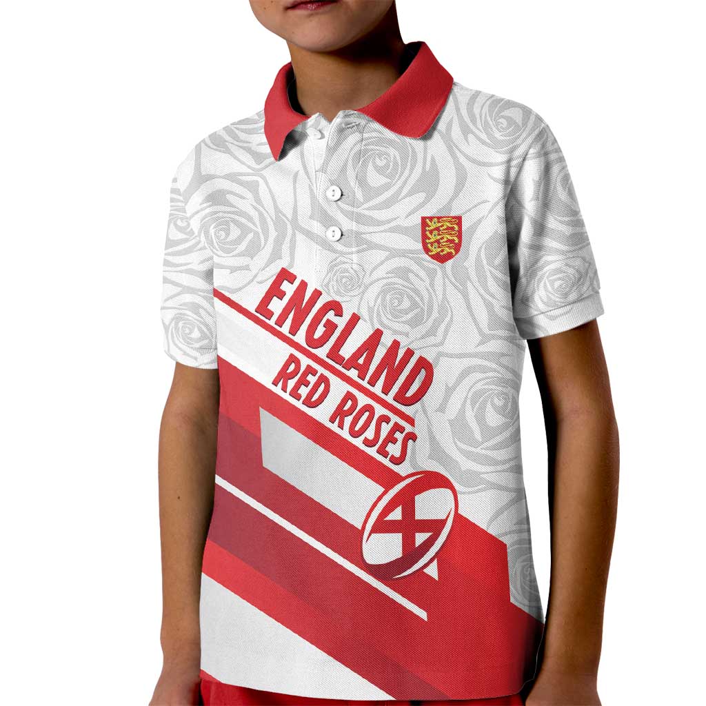 England Rugby Custom Kid Polo Shirt 2025 Come On Red Roses - Wonder Print Shop