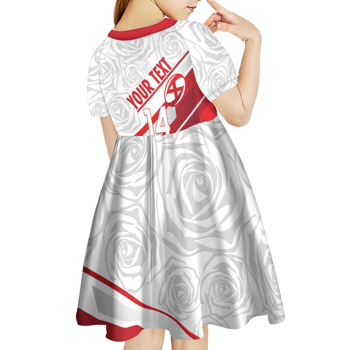 England Rugby Custom Kid Short Sleeve Dress 2025 Come On Red Roses - Wonder Print Shop