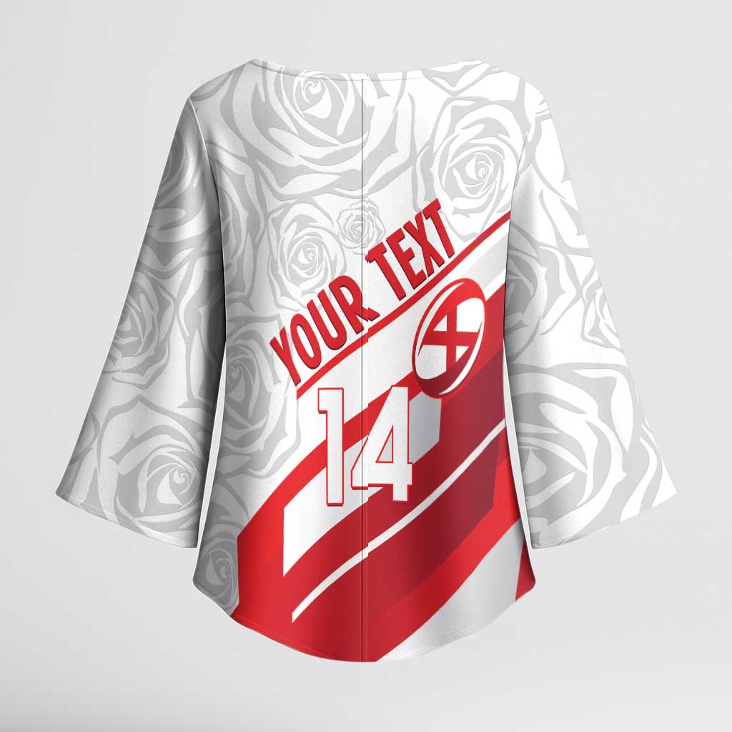 England Rugby Custom Kimono Sleeve Blouse 2025 Come On Red Roses - Wonder Print Shop