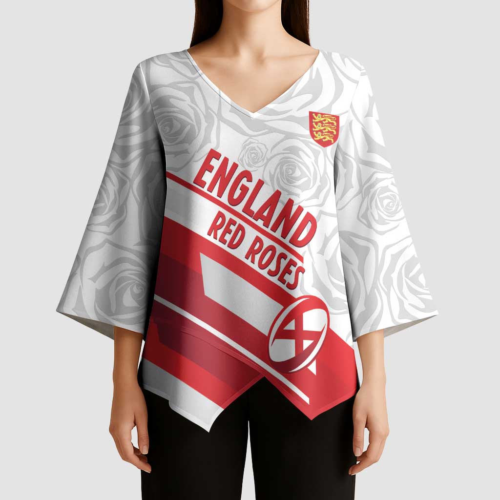 England Rugby Custom Kimono Sleeve Blouse 2025 Come On Red Roses - Wonder Print Shop