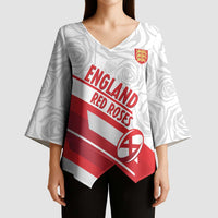 England Rugby Custom Kimono Sleeve Blouse 2025 Come On Red Roses - Wonder Print Shop