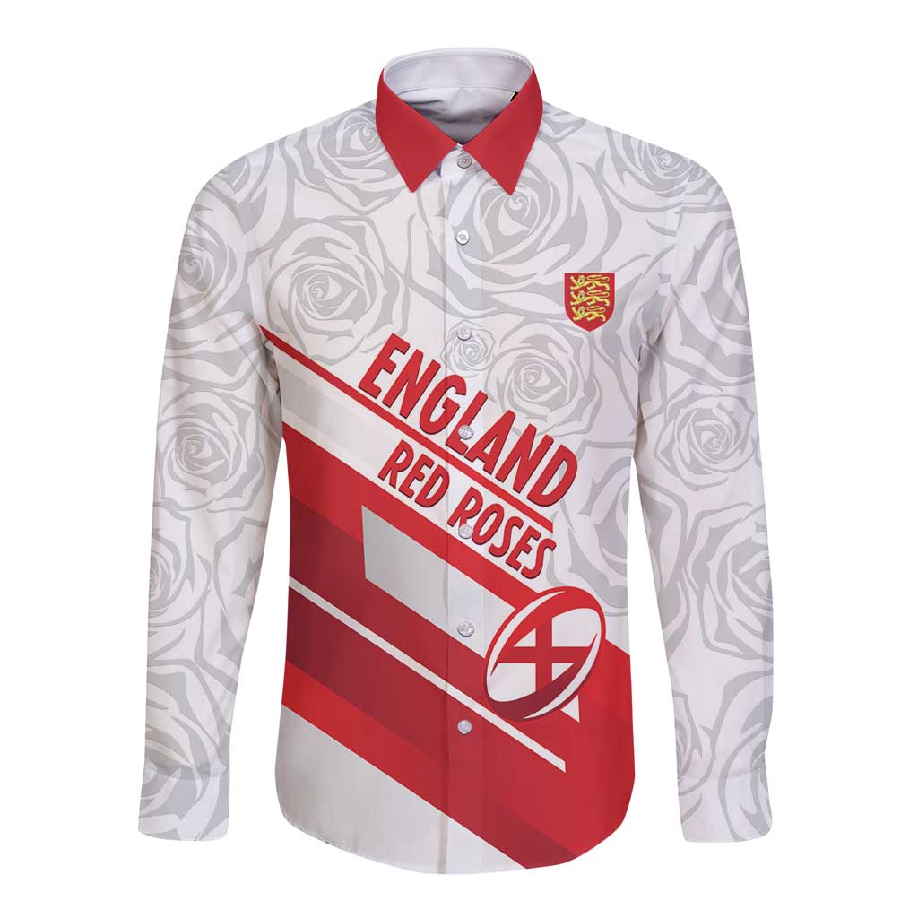 England Rugby Custom Long Sleeve Button Shirt 2025 Come On Red Roses - Wonder Print Shop