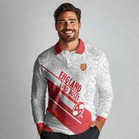 England Rugby Custom Long Sleeve Polo Shirt 2025 Come On Red Roses - Wonder Print Shop