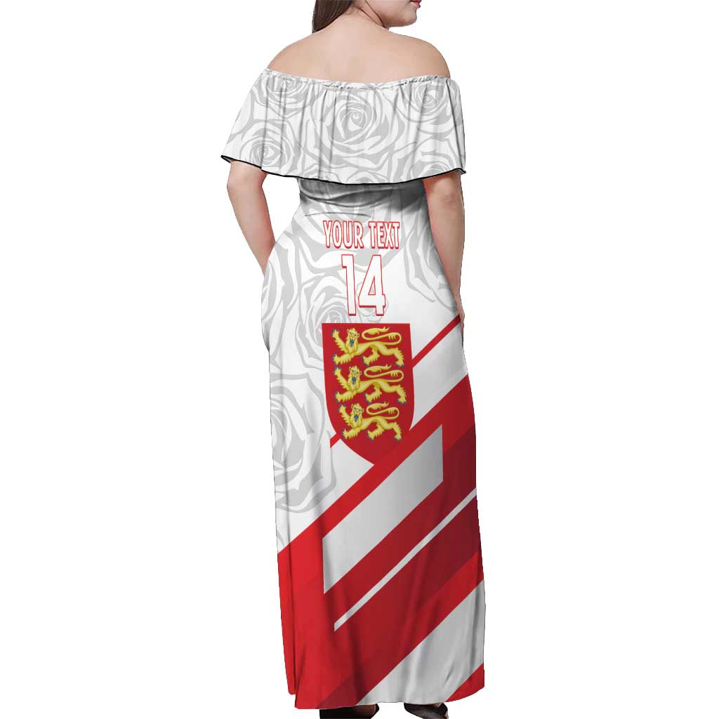England Rugby Custom Off Shoulder Maxi Dress 2025 Come On Red Roses - Wonder Print Shop