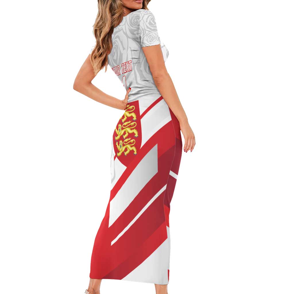 England Rugby Custom Short Sleeve Bodycon Dress 2025 Come On Red Roses - Wonder Print Shop